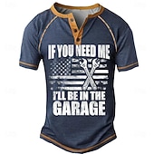 preiswerte Lustige Wörter-Herren Garage Grafik Henley Shirt - &#039;Wenn du mich brauchst bin ich in der Garage&#039; Amerikanische Flagge Schraubenschlüssel Kurzarm Hobbylebensstil T-Shirt