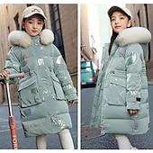 abordables Chaqueta de plumas y parka para chicas-Chaqueta acolchada para niñas, para actividades al aire libre, de algodón, impermeable, para exteriores, de 4 a 13 años, color negro, rosa y verde
