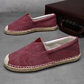 cheap Men's Slip-ons &amp; Loafers-Men's Red Canvas Espadrille Slip-On Shoes with Jute Rope Sole – Comfortable Summer Footwear