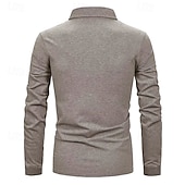 preiswerte Klassisches Poloshirt für Herren-Herren Golfhemd Golf Poloshirts Arbeit Casual Kargen Langarm Basic Modern Farbblock Patchwork Knopf Frühling &amp; Herbst Regular Fit Königliches Blau Blau Dunkelgrau Khaki Hellgrau Hellblau Golfhemd