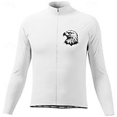 voordelige Heren shirts-Voor heren Wielrenshirt Lange mouw Winter Fietsen T-shirt Shirt met 3 achterzakken Bergracen Ademend Sneldrogend Anatomisch ontwerp Lampenkatoen Donker roze Wit Roze Adelaar Sport Kleding