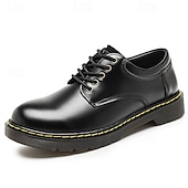 economico Semi-formale-scarpe stringate da uomo in similpelle nera con cuciture gialle, resistenti sneakers casual per il lavoro e l&#039;uso quotidiano