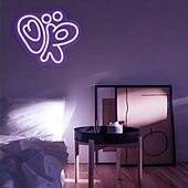abordables Lampes néon led-Panneau lumineux au néon lumineux Olivia, lumière LED violette à intensité variable, interrupteur alimenté par USB, parfait pour la chambre à coucher, le salon, le dortoir universitaire, la décoration de la chambre des filles, cadeau unique, décorations m