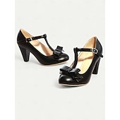 voordelige Jaren 50-dames mintgroene t-band mary jane hakken met strikdetail - vintage stijl pumps voor feesten en formele gelegenheden