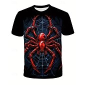 halpa Poikien Halloween-asut-Poikien 3D Kuvitettu SPIDER T-paita Lyhythihainen Kesä Kevät Muoti Perus Lapset 4-12 vuotta Tiukka pyöreä kaula-aukko ulko- Kausaliteetti Päivittäin Normaali