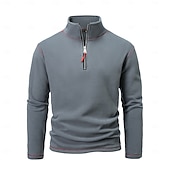 economico Felpa con cappuccio in pile-Per uomo Felpa Di pile Felpa con cerniera a un quarto Compatto Nero Bianco Verde militare Blu Marrone mezza cerniera Liscio Sportivo Giornaliero Per eventi Streetwear Fantastico Retrò Inverno