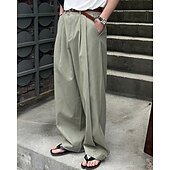 preiswerte Geschäft-Herren Leinenhose Baumwollhosen Hose Hosen Sommerhosen Tasche Gerade geschnitten Glatt Komfort Atmungsaktiv Urlaub Täglich Festtage Hawaiianisch Boho Armeegrün Marineblau