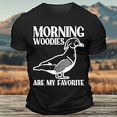 お買い得  メンズグラフィックTシャツ-男性用 鳥 おかしい ハンティング Tシャツ ティートップ コットン１００％ 半袖 グラフィック シャツ ブラック ホワイト アーミーグリーン 快適なTシャツ ストリート スポーツ・アウトドア ファッションデザイナーの衣類