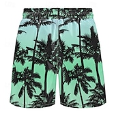 baratos Plantas e Flores Tropicais-Homens Coqueiro Cor gradiente Calção Justo de Natação Shorts de Natação Bermuda de Surf Cintura Média Roupa de rua Havaiana Casual Diário Feriado Bolsos Com Cordão Cintura elástica Designer Roupa