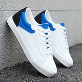 economico Casuale-sneakers casual da uomo con lacci bianchi e blu – comode scarpe basse per l&#039;uso quotidiano e le attività all&#039;aperto