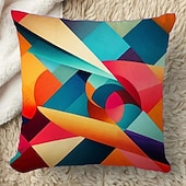 Недорогие геометрический стиль-1 штук Лён Наволочка, Геометрический принт Современное Удобная обувь Квадратный традиционный классический