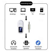 abordables Kit de Bluetooth/manos libres para coche-Receptor Bluetooth 5.0 para automóvil, adaptador auxiliar Bluetooth con cancelación de ruido, receptor de música Bluetooth para estéreo doméstico/auriculares con cable/llamadas manos libres, duración
