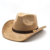 abordables Chapeaux homme-Homme Chapeau de soleil Chapeau de cowboy Chapeau Fedora Trilby Noir Chameau Laineux Le style rétro Mode 18ème siècle État du Texas du quotidien Le thème de la fête Couleur unie / unie Ecran Solaire