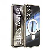 economico Cover Samsung-Custodia per telefono per Samsung Galaxy S24 Ultra S24 Plus S24 FE S25 Ultra con supporto per stand ricarica wireless placcatura retro magnetica