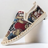 cheap Men&#039;s Slip-ons &amp; Loafers-Men&#039;s Animal Print Canvas Espadrille Slip-On Shoes with Jute Rope Sole – Comfortable Casual Summer Footwear