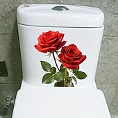 billige Dekorative veggklistremerker-rød rose romantisk toalettklistremerke, dekorativt klistremerke på badet toalettsete, dekorativt veggklistremerke på badet, baderomsdekorasjon, hjemmedekorasjon
