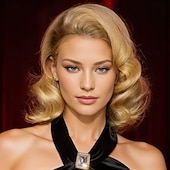 Kendall Jenner Inspired Wigs Synthetic Wig Body Wave Asymmetrical Wig Short Golden Blonde Synthetic Hair Women's Fashionable Design Soft Natural Blonde4