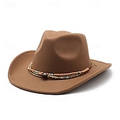 cheap Fedora Hat-Men&#039;s Kentucky Derby Hat Sun Hat Cowboy Hat Fedora Trilby Hat Black White Woolen Vintage Style Fashion 18th Century State of Texas Daily Theme Party Solid / Plain Color Sunscreen Cosplay