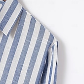 economico Casual da lavoro-Per uomo Camicia camicia di lino Camicia in lino e cotone Camicia estiva Camicie A strisce Attività commerciale Casual / quotidiano Giallo Rosa Blu marino Verde Manica lunga Collo ripiegabile
