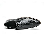 economico Formale-scarpe oxford da uomo in similpelle con motivo coccodrillo nero - calzature formali classiche con lacci per lavoro e occasioni speciali