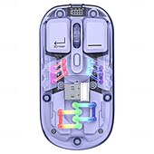 abordables Souris-Souris double mode transparente bt5.0 2.4g commutation à un bouton type-c 400mah souris rechargeable vitesse de mouvement à trois niveaux lumières rvb réglables housse pc magnétique pilotes
