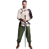 abordables Tenues-Rétro Vintage Médiéval Renaissance Pantalon Costume de cosplay Tenues Ren Faire Homme Viking Fantaisie Halloween Carnaval Mascarade Carnaval Performance LARP Adulte Chemise Pantalon Ceinture