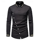 billige Button Down-skjorter for menn-Herre Skjorte Dresskjorter Skjorte med knapper عادي Bryllup Fest Svart Hvit Rød Navyblå Langermet Knaphul Vår &amp; Vinter Klær Broderi