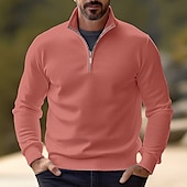 preiswerte Herrenpullover-Herren Pullover Kleid Pullover Strickpullover Overall Gerippt Stricken Standard Halfzip Troyer Schmaler Schnitt Glatt Ständer Basic Moderne zeitgenössische Arbeit Freizeitskleidung Bekleidung Winter