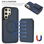 זול מארז סמסונג-טלפון מגן עבור S24 Ultra Plus S24 FE S23 Ultra Plus S22 Plus Ultra S21 Ultra S25 Ultra כיסוי אחורי עם מעמד מגנטי תמיכה בטעינה אלחוטית רטרו TPU עור PU