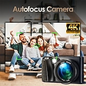 Недорогие Экшн-камеры-Цифровая камера 4K с видео 48 Мп, автофокусом, защитой от сотрясений, 3 кадра в секунду, вспышкой экрана, 18-кратным зумом - портативная дорожная видеокамера с картой памяти 32 ГБ