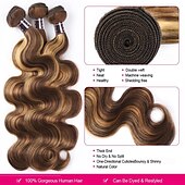 halpa 3 nippua aitoja kiharoja pidennyksiä-piano väri p4/27 hiukset nippu body wave 3 nippua 12-28 tuumaa