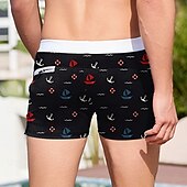 preiswerte Ozean-Druck-Herren Nautisch Anker Badehosen Badeshorts Boardshorts Mittlere Taille Mode Designer Surfen Ferien Strand Tasche Kordelzug Elastischer Bund Designer Bekleidung