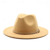 cheap Fedora Hat-Men&#039;s Kentucky Derby Hat Sun Hat Cowboy Hat Fedora Trilby Hat Black White Woolen Vintage Style Fashion 18th Century State of Texas Daily Theme Party Solid / Plain Color Sunscreen Cosplay