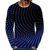 preiswerte 3D-T-Shirts-Herren Graphic Punkt T Shirt Langarm T-Shirt 3D-Druck Rundhalsausschnitt Hemd Basic Täglich Hellblau Saphirblau Schwarz Bekleidung Normal S M L XL XXL 3XL 4XL