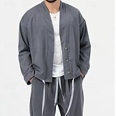 preiswerte Herren Basic Hemden Sets-Herren 2 Stück Hemden-Set Passende Sets Lässiges Hemd Grün Hellgrau Grau Langarm Glatt Täglich Ausgehen Bekleidung Modisch Brautkleider schlicht