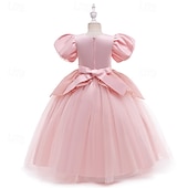 levne Šaty s pohádkovým motivem-Děti Dívčí Cosplay šaty Šaty na párty Pevná barva Krátký rukáv Výkon Narozeniny Síťka Cosplay kostým Sladký Polyester Do půli lýtek Šaty na párty Swingové šaty Áčkové šaty Léto 4 roky + Žlutá Světl
