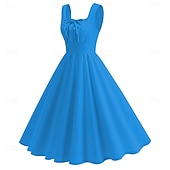 cheap Dresses-Retro Vintage 1950s Cocktail Dress Dress Flare Dress Solid Color Women&#039;s Masquerade Event / Party Bachelorette Party Festival Adults&#039; Dress Homecoming Dresses