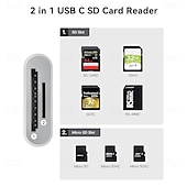 זול רכזות USB-קורא כרטיסי usb c sd מתאם כרטיס sd עם חריצי כרטיסים כפולים לאייפון 15 pro ipad mac macbook מחשב נייד אנדרואיד usb-c/typec מצלמת שביל במהירות גבוהה מציג קורא כרטיסי זיכרון plug and play