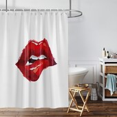 cheap Shower Curtains-Shower Curtain with 12 Hooks 180cm*180cm(70&quot;*70&quot;) Polyester Washable Waterproof Pattern Bathroom Bathtub Decor Sexy Red Lip