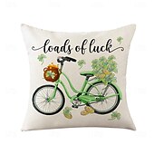 abordables Housse de coussin de vacances-Housse de coussin décorative pour la Saint-Patrick, 1 pièce, taie d&#039;oreiller carrée douce en forme de trèfle pour chambre à coucher, salon, canapé, chaise