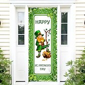 billige Ferievev-saint patrick&#039;s day dørteppe lucky shamrocks dørgardindekorasjon bakgrunn innendørs/utendørs dørbanner til inngangsdør gårdshus