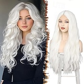 economico Parrucche trendy sintetiche-parrucca lunga ondulata parrucche lunghe per donne riga in mezzo capelli sintetici dall&#039;aspetto naturale parrucche daenerys parrucche cosplay coustume
