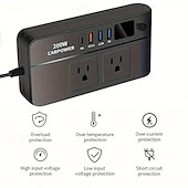 olcso Autós töltő-200w autós inverter dc 12v-110v ac autó inverter 3 usb 1 Type-c port töltő adapter autós dugós átalakító be/ki kapcsolóval és áram LED képernyővel személyautókhoz és teherautókhoz