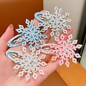 preiswerte Haarspangen-2 Stück kinderkleidung Mädchen Haarzubehör Aktiv Süß Party Geburtstag Schneeflocke Rosa Blau