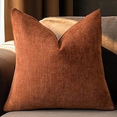 baratos Textured lance travesseiros-capas de almofadas decorativas de textura macia capa de almofada sólida com acento quadrado capa de almofada aconchegante de fazenda com zíper para sofá-cama sala de estar laranja queimado