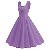 cheap Dresses-Retro Vintage 1950s Cocktail Dress Dress Flare Dress Solid Color Women&#039;s Masquerade Event / Party Bachelorette Party Festival Adults&#039; Dress Homecoming Dresses