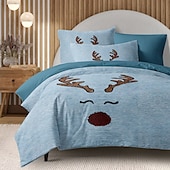 economico 100% cotone-set copripiumino con stampa renna 100% cotone set di biancheria da letto morbido e accogliente con design di renne natalizie perfetto per la stagione invernale elegante arredamento per la camera da letto facile da pulire lavabile in lavatrice