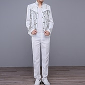 cheap Outfits-Retro Vintage 1980s Pants Outfits Suits &amp; Blazers Prince Aristocrat Sequins Jacquard Fancy Dress Men's Halloween Carnival Masquerade Party Performance Pride Parade Adults' Coat Pants
