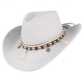 tanie Kapelusz Fedora-Męskie Czapka Kentucky Derby Kapelusz Kapelusz imprezowy Czarny Biały Poliester Frędzel Moda Codzienny Ulica Codzienny Równina Filtr przeciwsłoneczny Oddychający