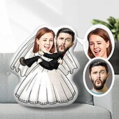 preiswerte Personalisierte Geschenke-Personalisierte Geschenk-Gedenk-Kissen Hochzeit weich kuschelig doppelseitig bedruckt handwaschbar zeitgemäß gestaltet mit Reißverschluss mit Baumwolle gefüllt ganzjähriges dekoratives Wurfkissen für